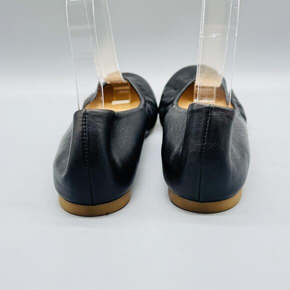 J Crew Shoes Womens 6.5 Black Leather Ballet Flats Italy Cece Comfort Slip On - Picture 7 of 14